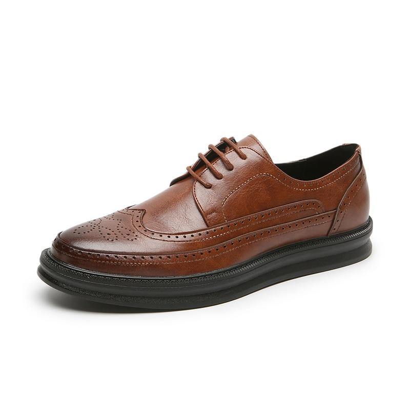 Men's Brogue Leather Formal Shoes - AM APPAREL