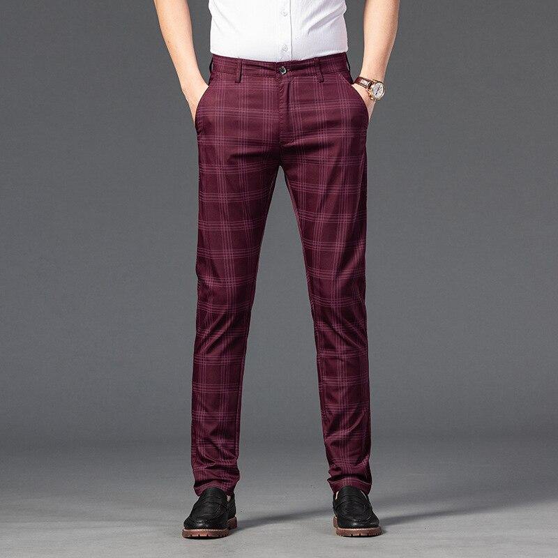 Men's Business Plaid Regular Fit Pants - AM APPAREL