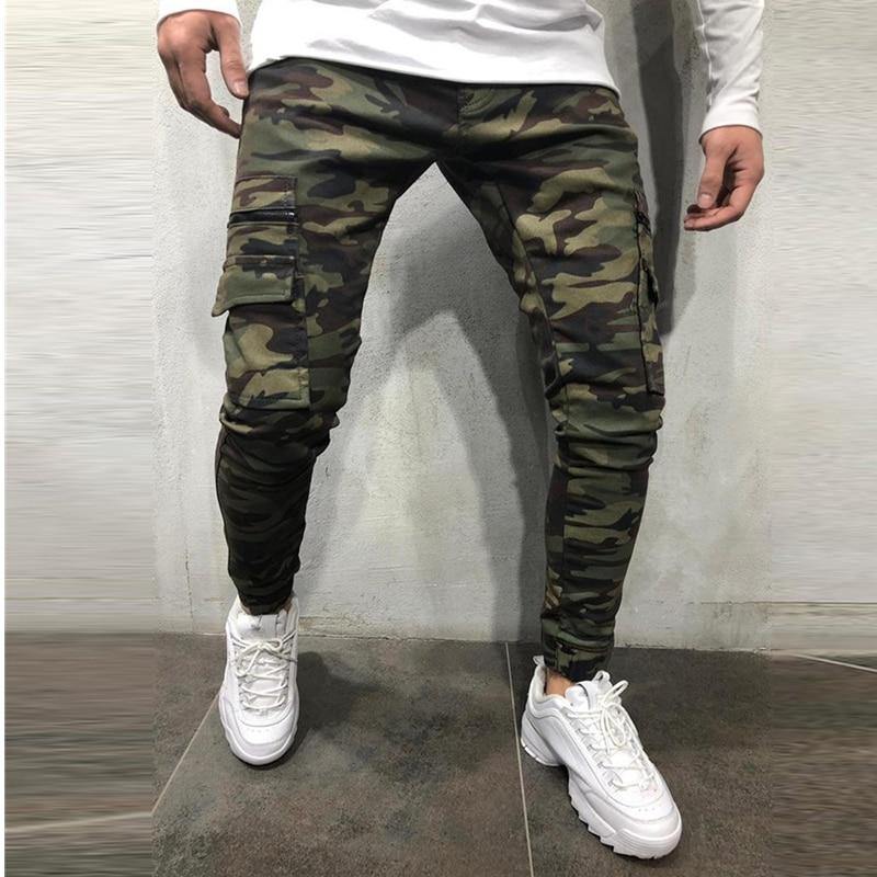 Men's Camouflage Slim Fit Multi-Pocket Cargo Joggers - AM APPAREL