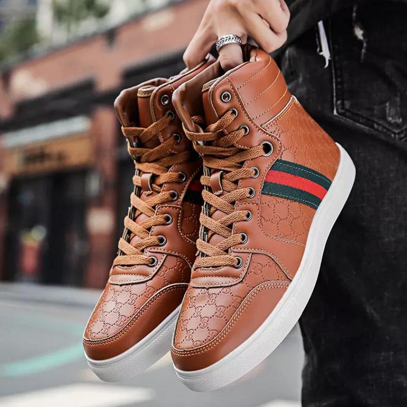 Men's Casual PU Leather Sneakers - AM APPAREL