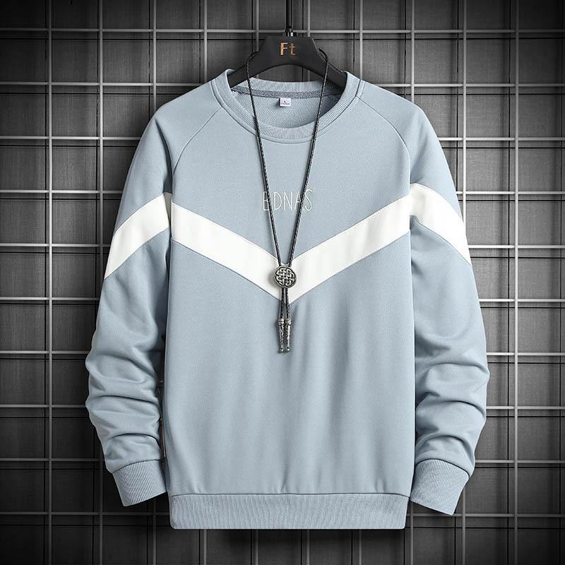 Men's Casual Round Neck Patchwork Sweatshirt - AM APPAREL