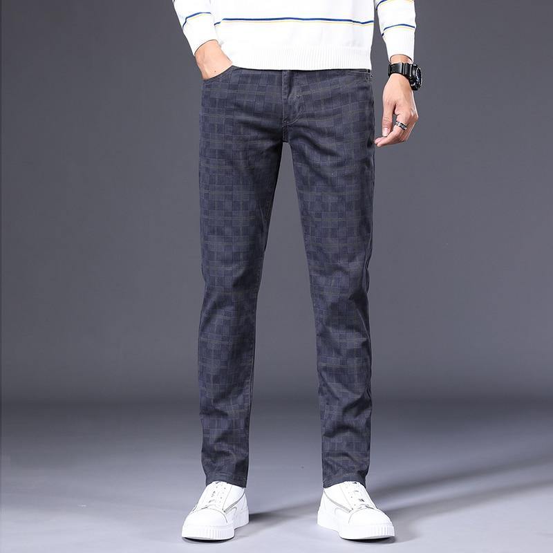 Men's Classic/Formal Plaid Elastic Pants - AM APPAREL