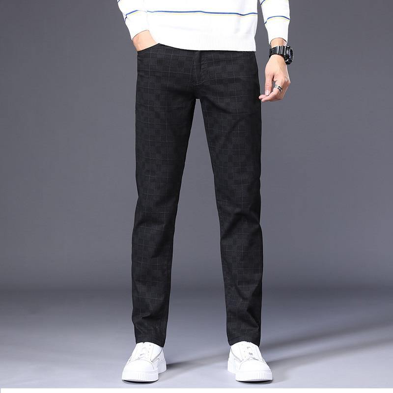 Men's Classic/Formal Plaid Elastic Pants - AM APPAREL