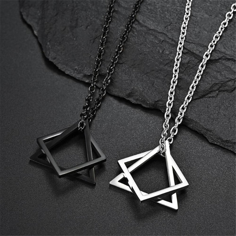 Men's Creative Geometric Square Pendent Necklace - AM APPAREL