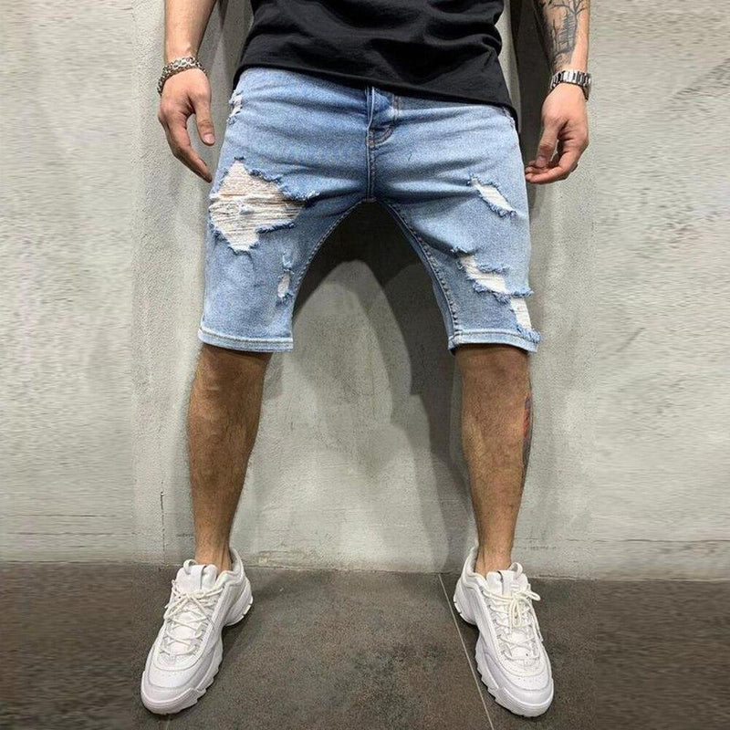 Men's Fashion Casual Slim Fit Stretchy Short Jeans - AM APPAREL