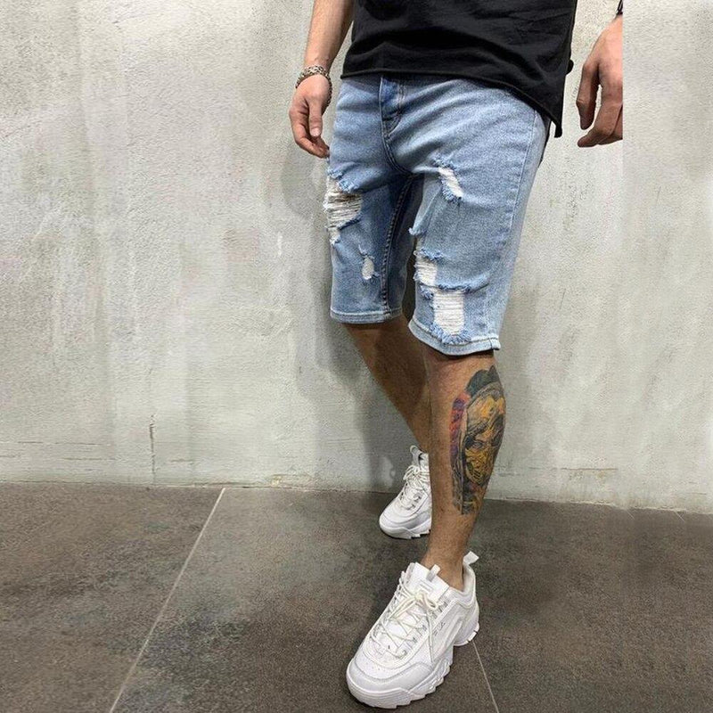 Men's Fashion Casual Slim Fit Stretchy Short Jeans - AM APPAREL