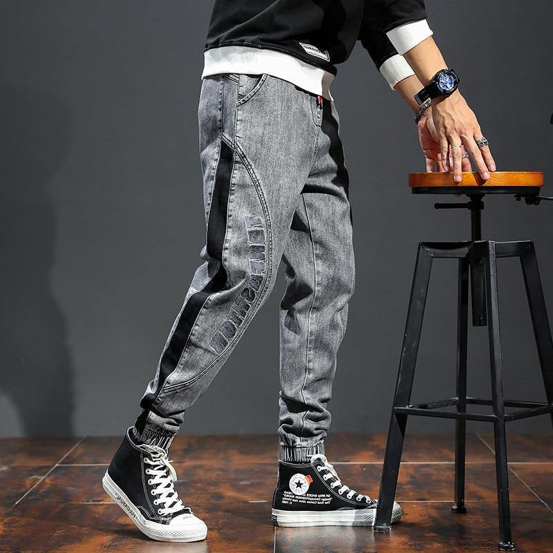 Men's Fashion Elastic Band Loose Fit Jeans - AM APPAREL