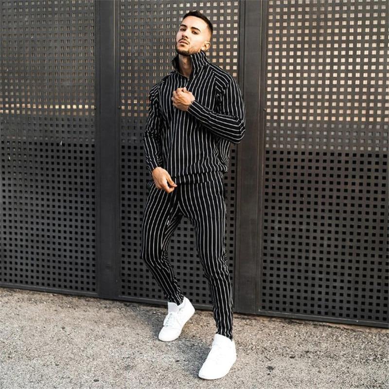 Men's Fashion Spring Casual Striped Suit - AM APPAREL