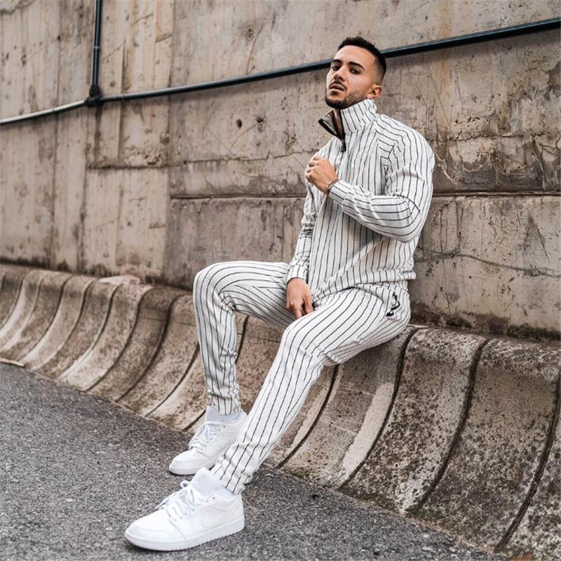 Men's Fashion Spring Casual Striped Suit - AM APPAREL