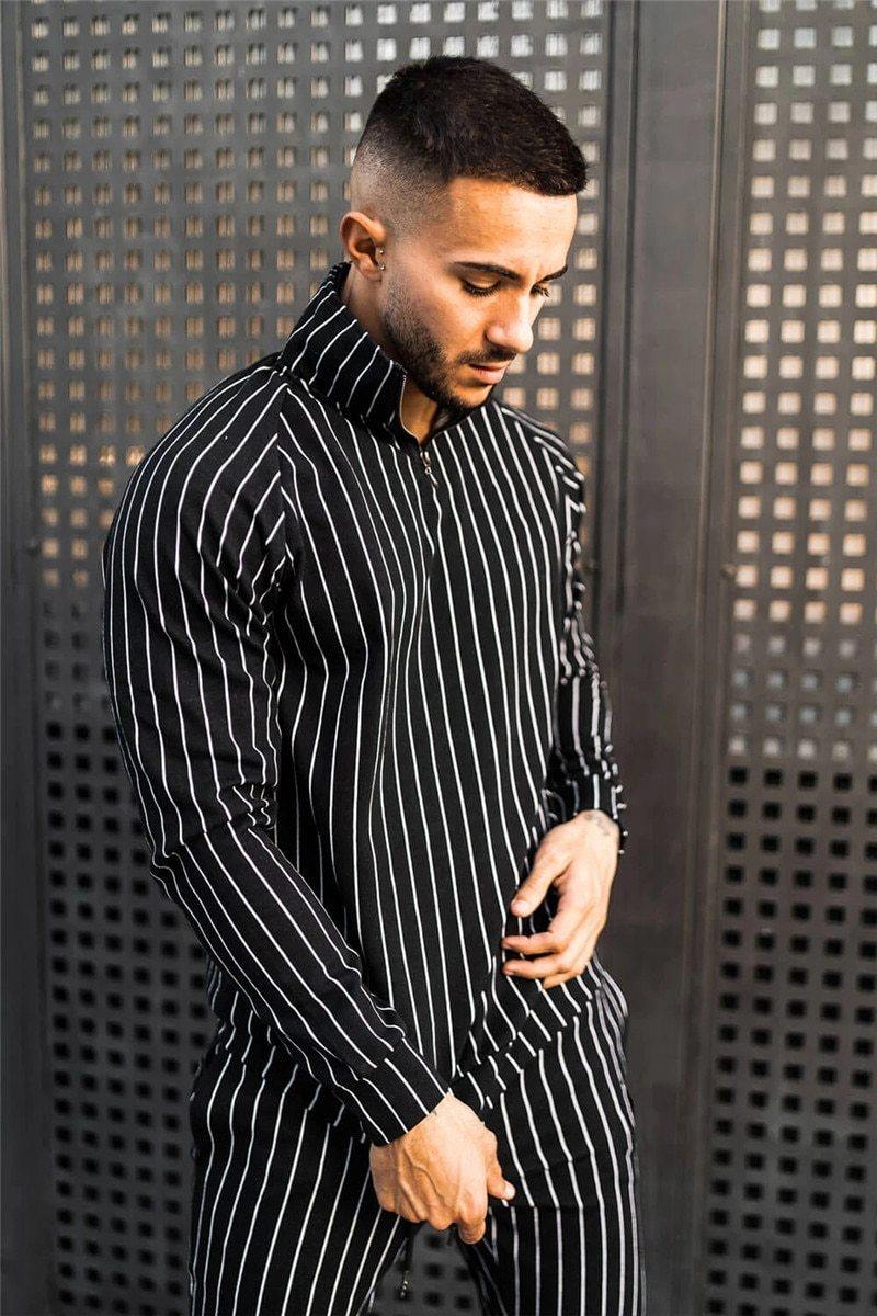 Men's Fashion Spring Casual Striped Suit - AM APPAREL