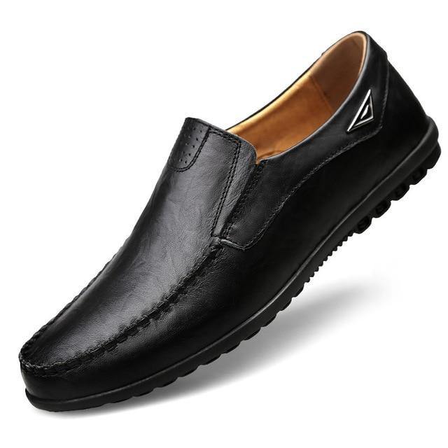 Men's Faux Leather Moccasin Italian Loafers - AM APPAREL