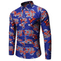 Men's Floral Printed Light Weight Shirt - Blue - AM APPAREL