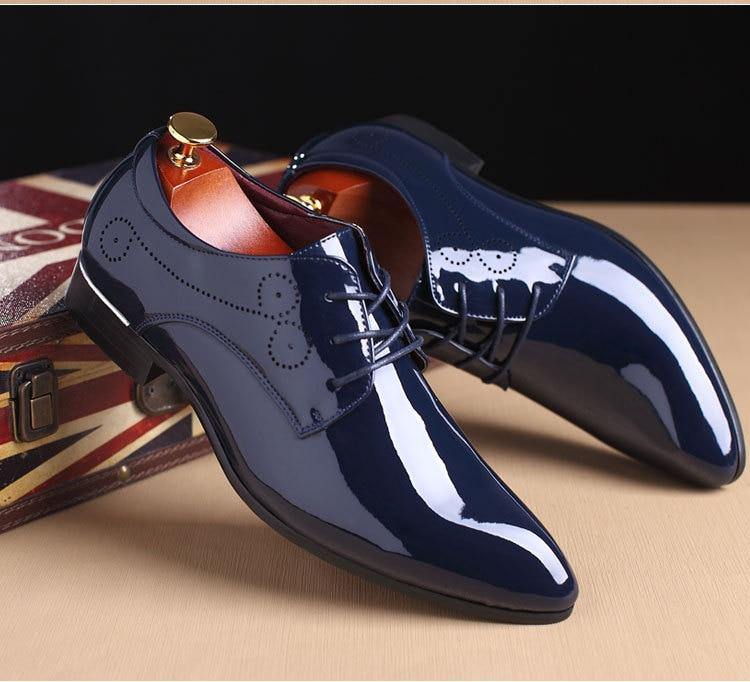 Men's Formal Glossy Patent Leather Shoes - AM APPAREL