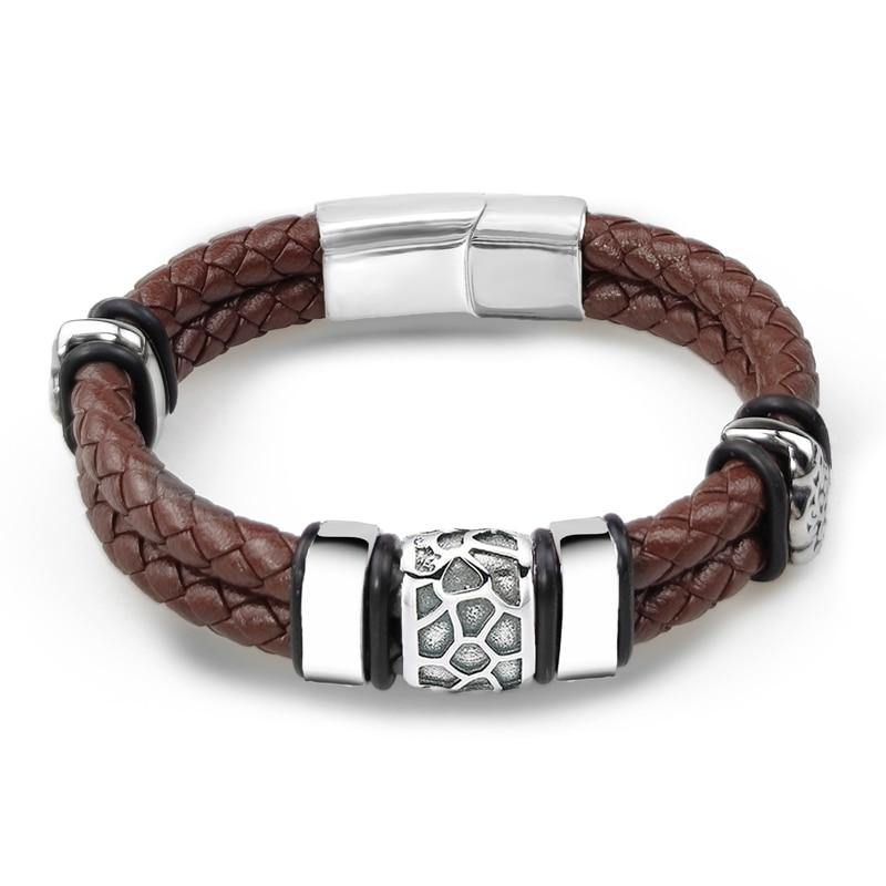 Men's Genuine Braided Leather Bracelets - AM APPAREL