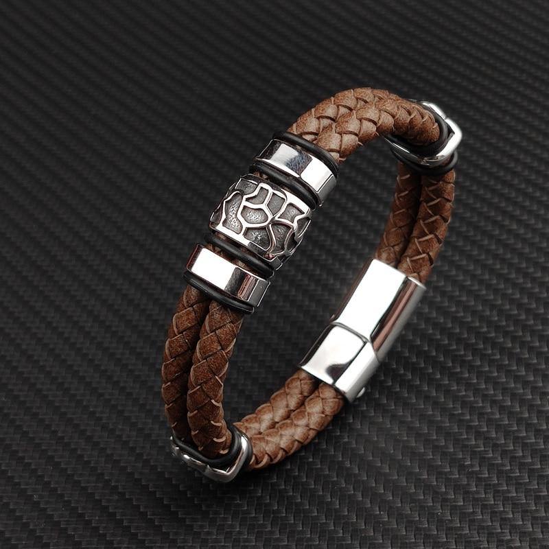 Men's Genuine Braided Leather Bracelets - AM APPAREL