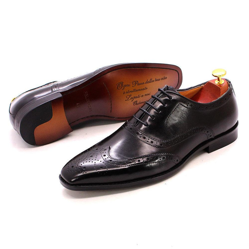 Men's Genuine Leather Brogue Business Oxford Shoes - AM APPAREL