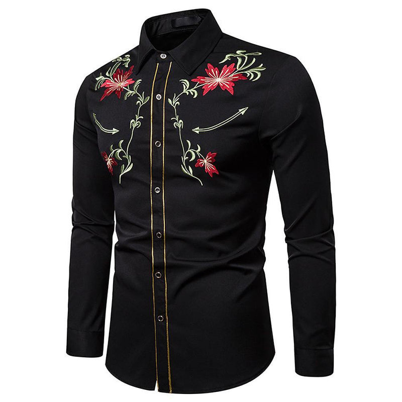 Men's Geometric Floral Daily Business Shirt - AM APPAREL