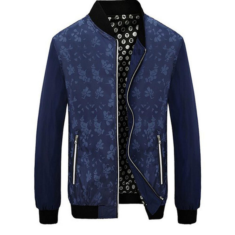 Men's Geometric Round Neck Polyester Jacket - AM APPAREL