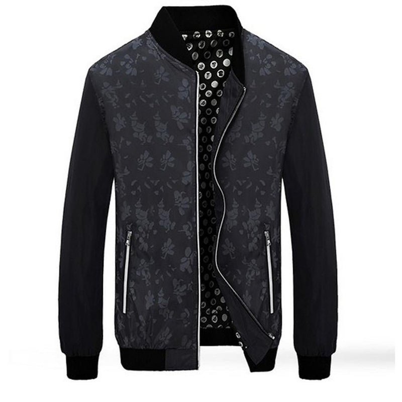 Men's Geometric Round Neck Polyester Jacket - AM APPAREL