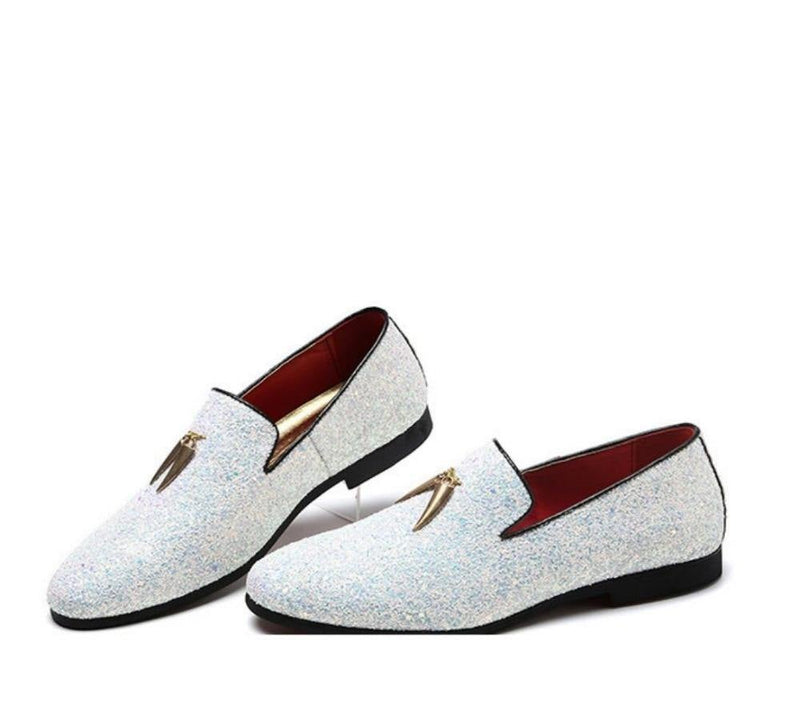 Men's Glitter Formal Loafer Shoes - AM APPAREL