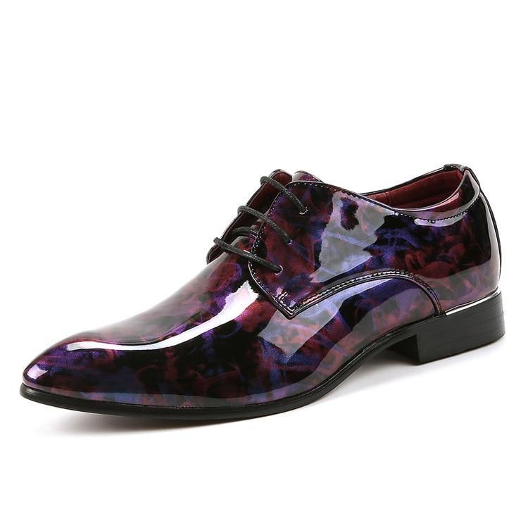 Men's Glossy Pantent Leather Oxford Shoes - AM APPAREL