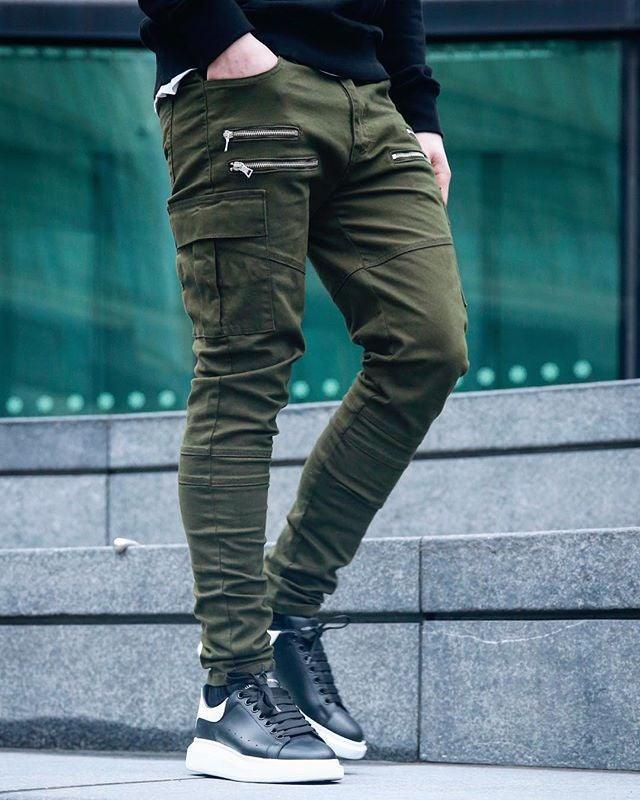 Men's Harem Multi-pocket Slim Fit Zip Joggers - AM APPAREL