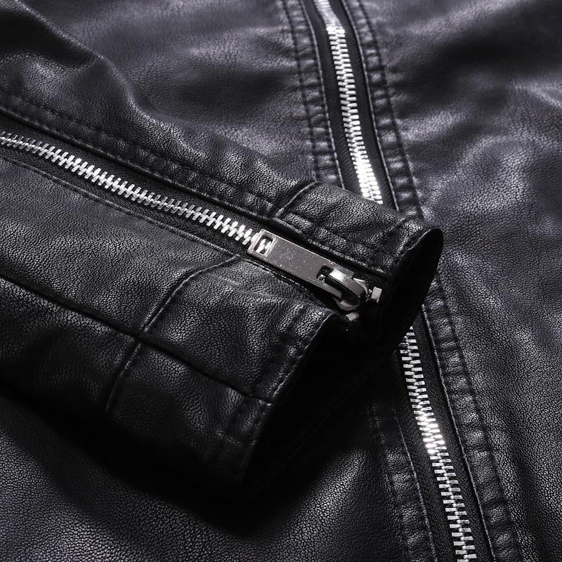 Men's Hooded Faux Leather Jacket - AM APPAREL