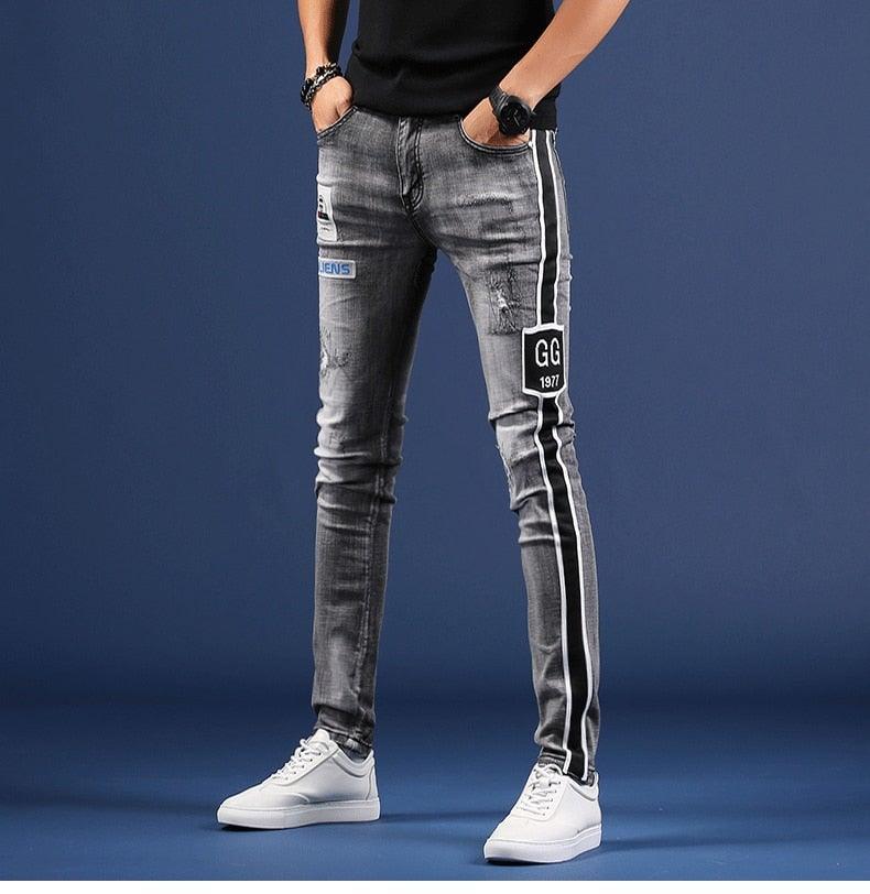 Men's Korean Style Distressed Jeans - AM APPAREL