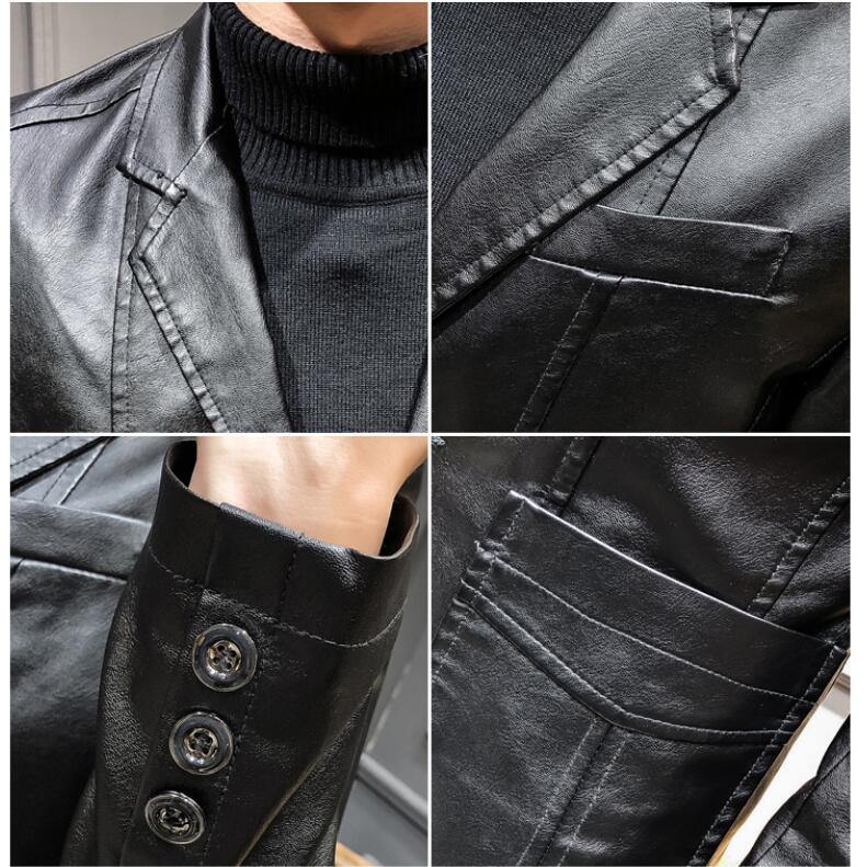 Men's Kpop Style Faux Leather Jacket - AM APPAREL