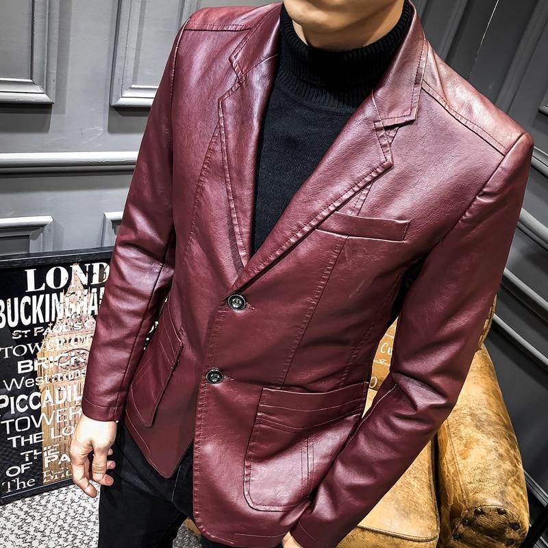 Men's Kpop Style Faux Leather Jacket - AM APPAREL