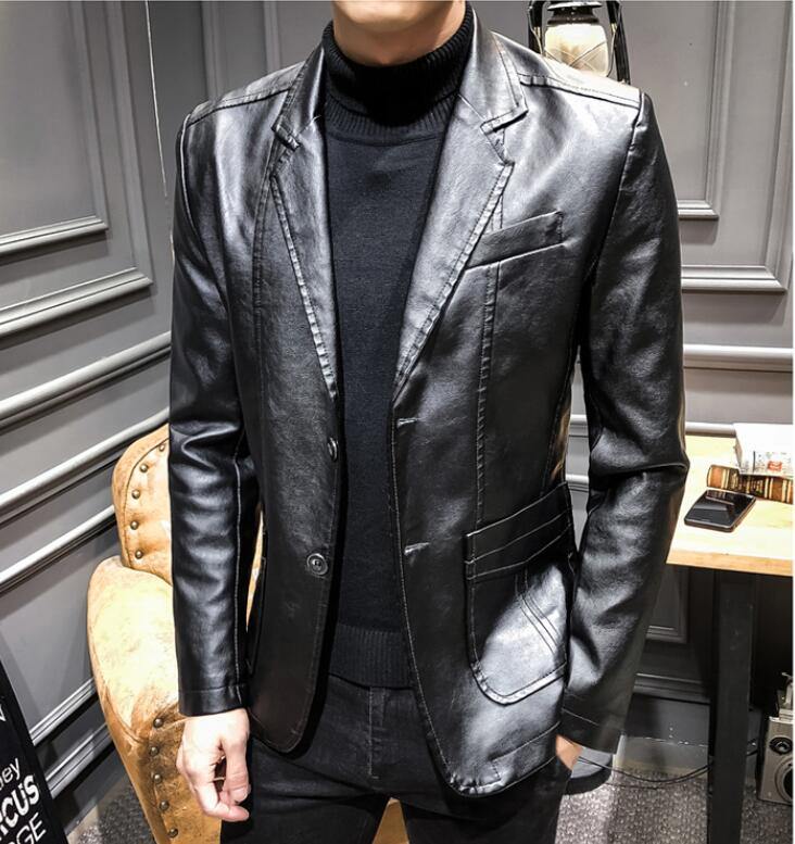 Men's Kpop Style Faux Leather Jacket - AM APPAREL