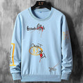 Men's Long Sleeve Casual Graffiti Elastic Top - AM APPAREL