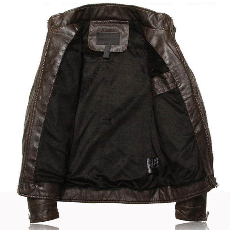 Men's Motorcycle Casual PU Leather Jacket - AM APPAREL