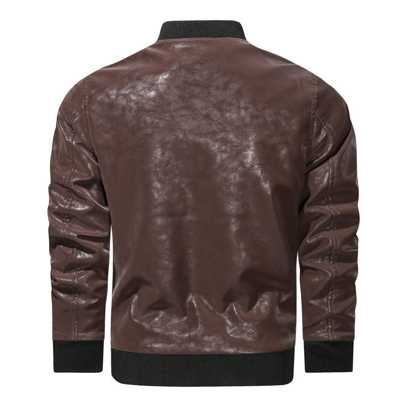 Men's Motorcycle Slim Fit PU Leather Jacket - AM APPAREL