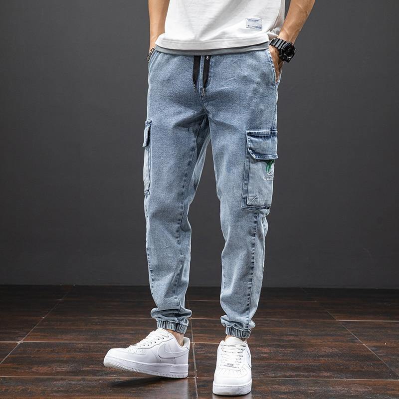 Men's Multi Pocket Baggy Cargo Jeans - AM APPAREL