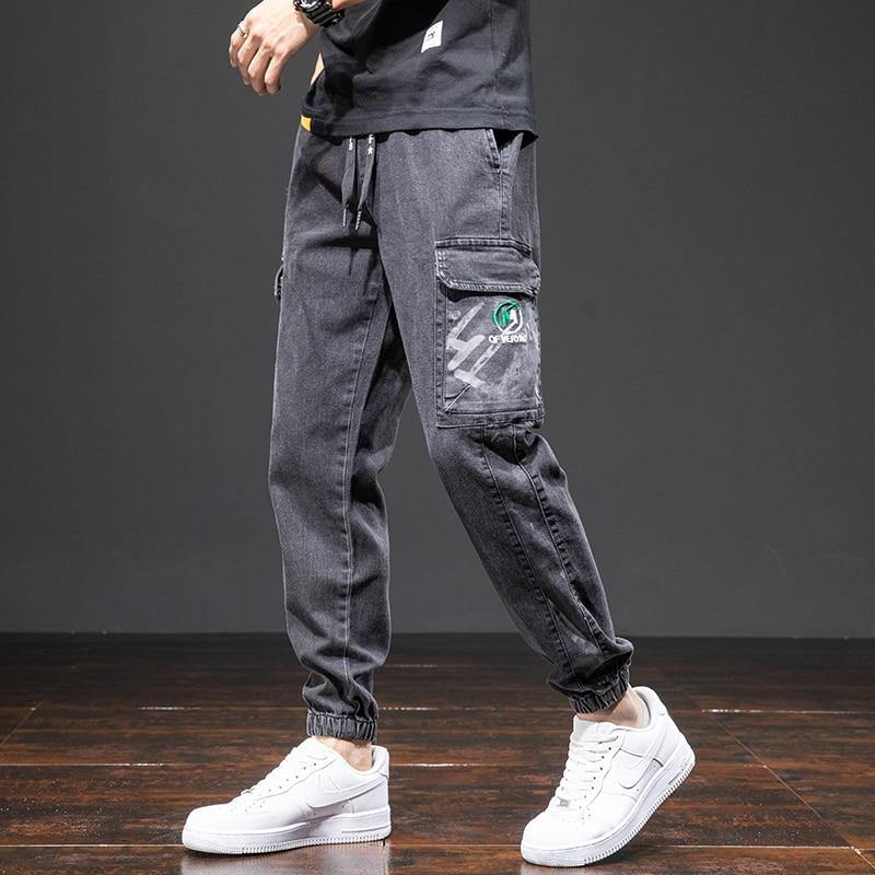 Men's Multi Pocket Baggy Cargo Jeans - AM APPAREL