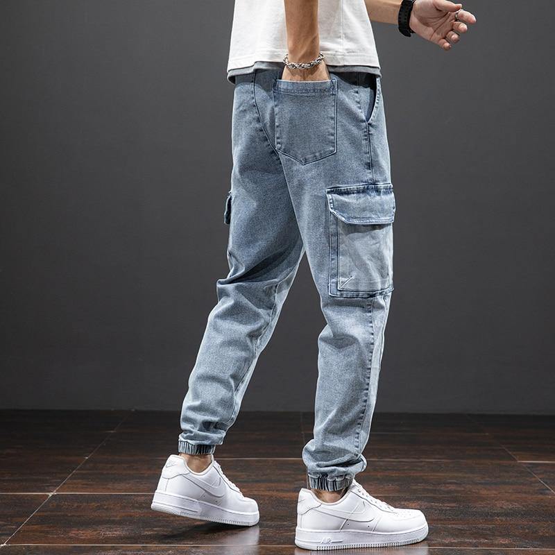 Men's Multi Pocket Baggy Cargo Jeans - AM APPAREL