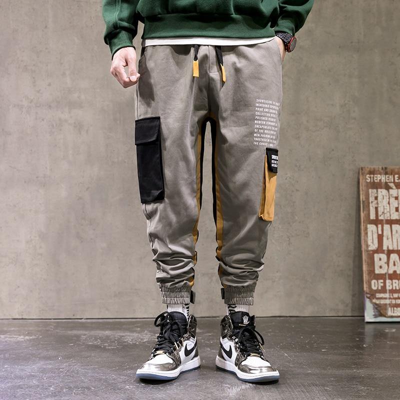 Men's Patchwork Side Pockets Cargo Pants - AM APPAREL