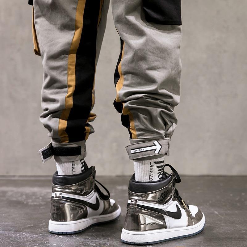 Men's Patchwork Side Pockets Cargo Pants - AM APPAREL