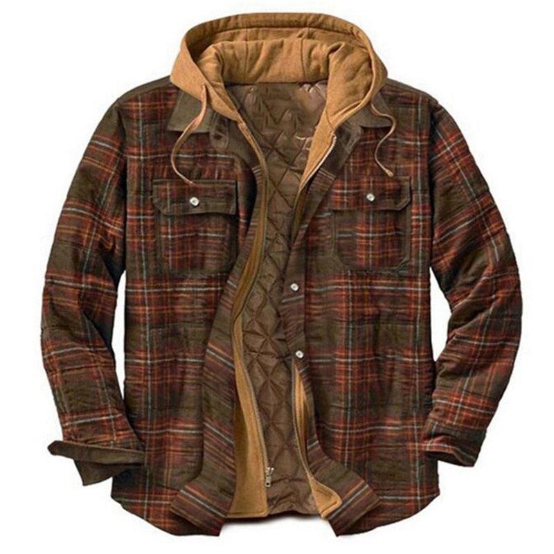 Men's Plaid Cotton Thick Winter Jacket - AM APPAREL