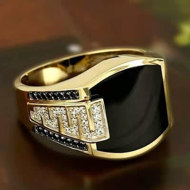 Men's Punk Style Inlaid Zircon Ring - AM APPAREL