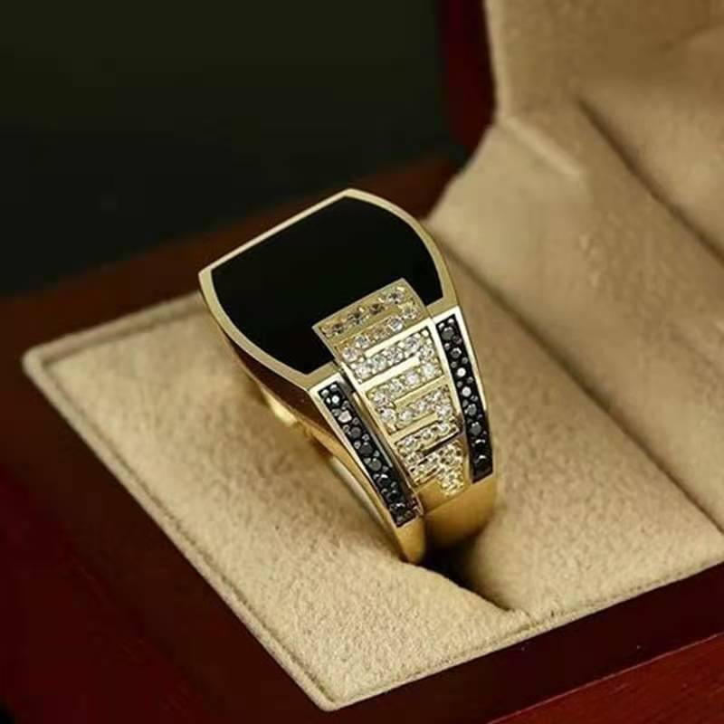 Men's Punk Style Inlaid Zircon Ring - AM APPAREL