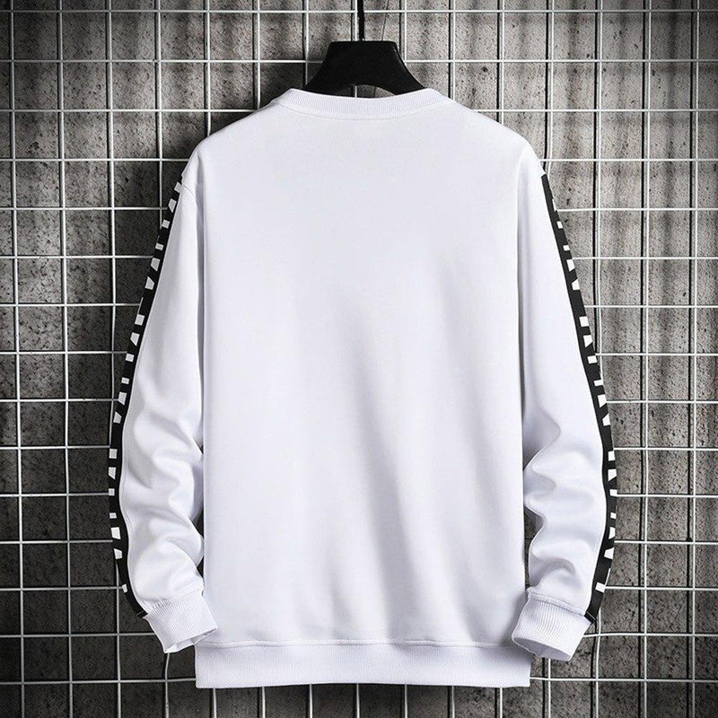 Men's Side Stripe O-neck Long Sleeve Top - AM APPAREL