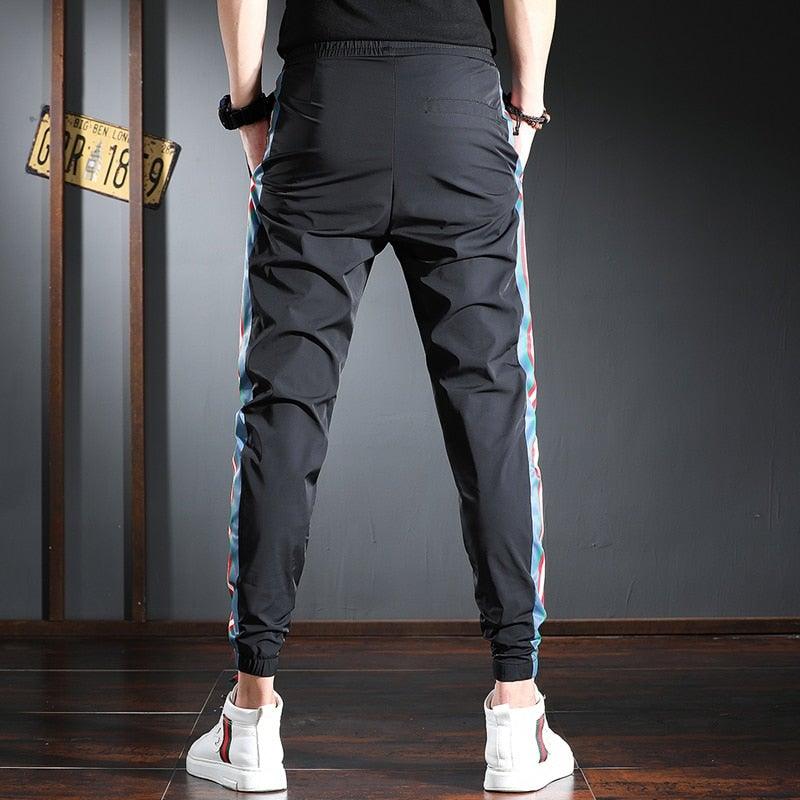 Men's Side Stripe Slim Fit Joggers - AM APPAREL