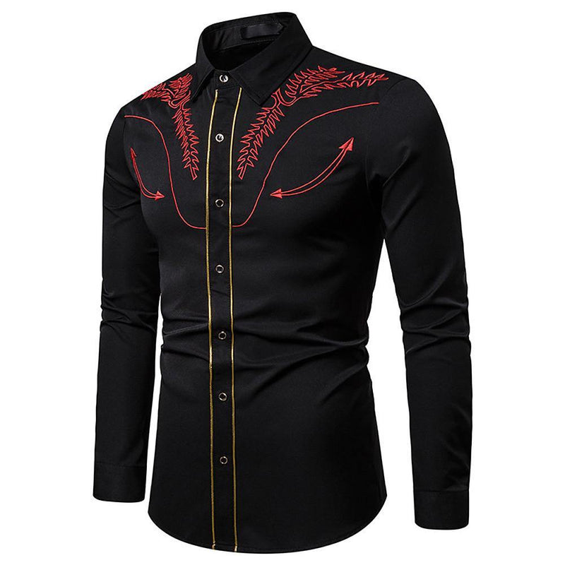 Men's Slim Fit Embroidered Shirt - AM APPAREL