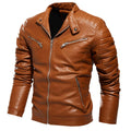 Men's Slim Fit Faux Leather Jacket W/ Chest Zipper - AM APPAREL