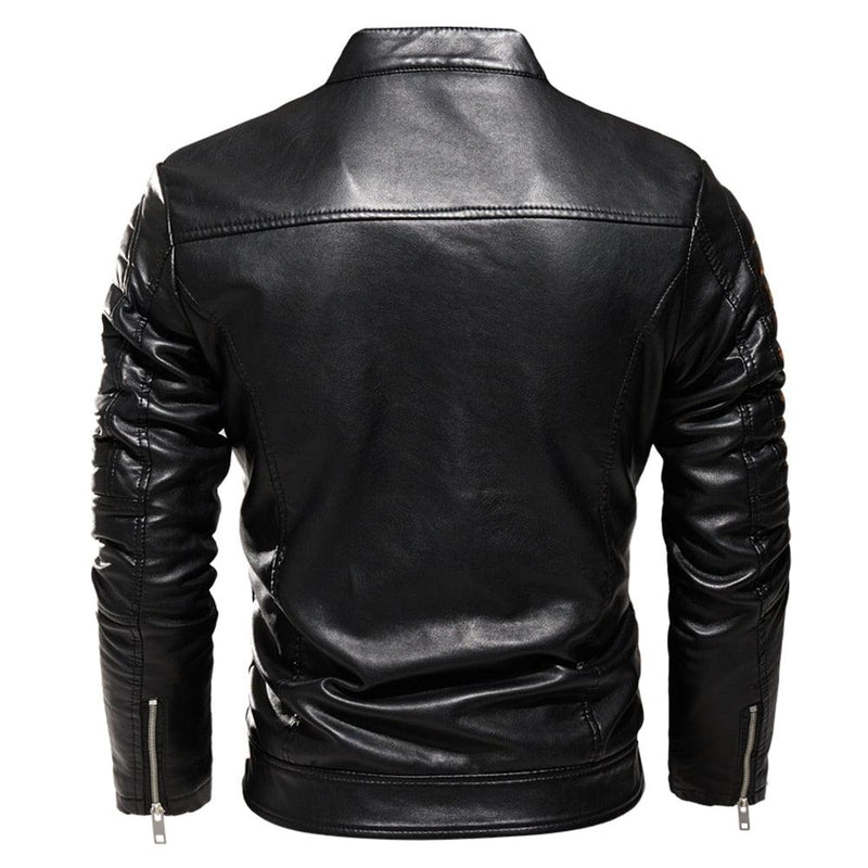 Men's Slim Fit Faux Leather Jacket W/ Chest Zipper - AM APPAREL