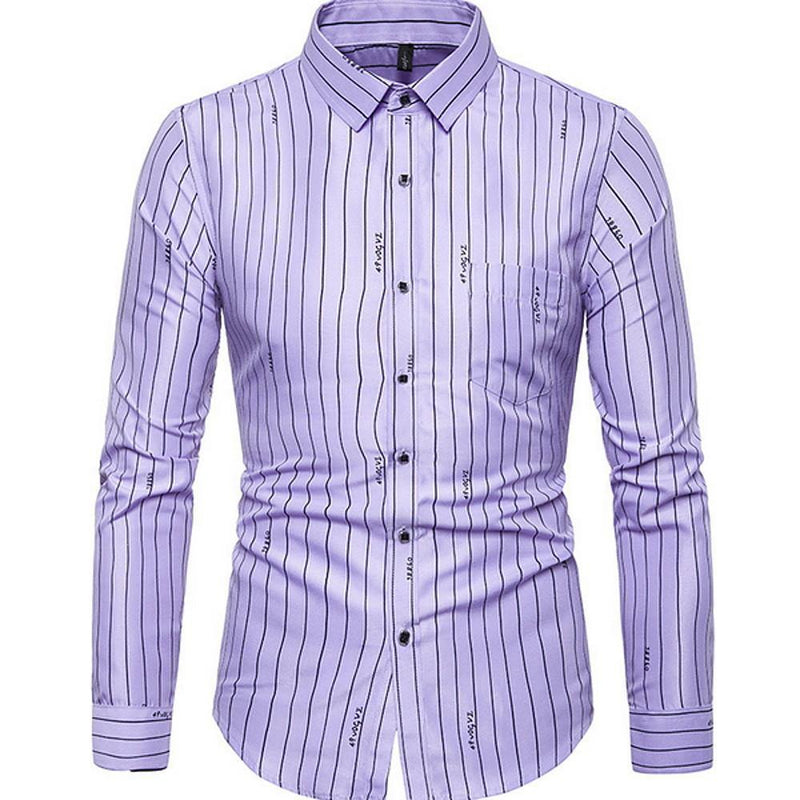 Men's Slim Fit Striped Polyester Shirt - AM APPAREL