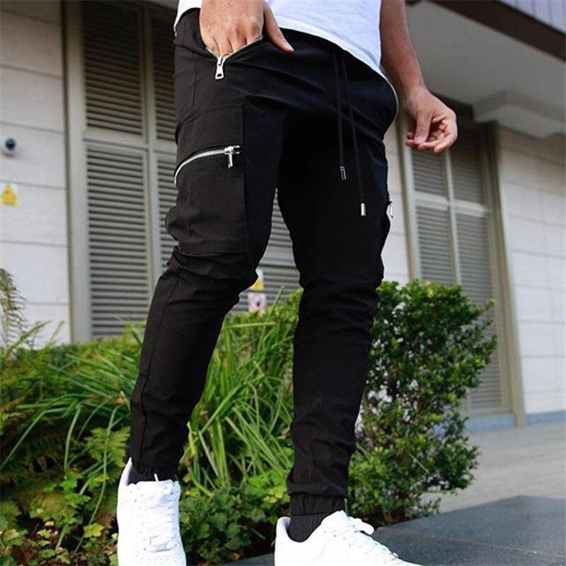 Men's Slim Fit Workout Multi-pocket Elastic Joggers - AM APPAREL