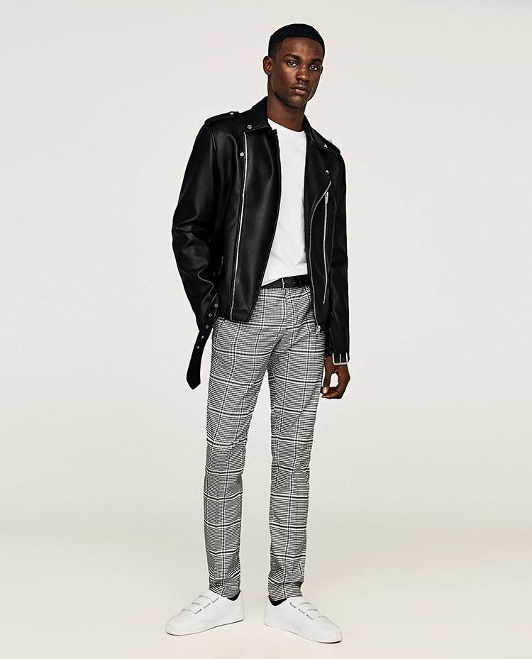 Men's Spring Soft Leather Biker Jacket - AM APPAREL